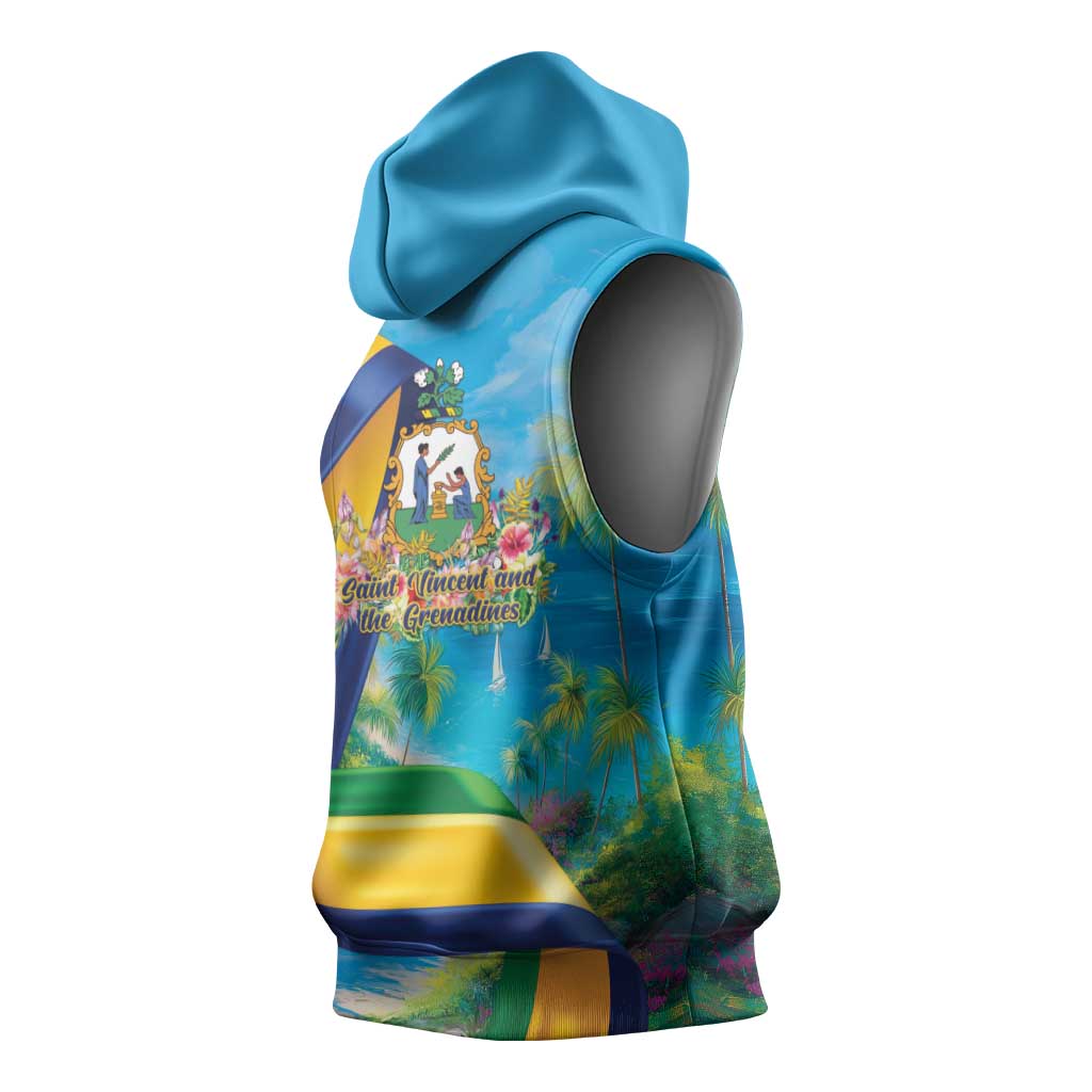 Saint Vincent And The Grenadines Sleeveless Hoodie 46 Years Of Independence - Wonder Print Shop