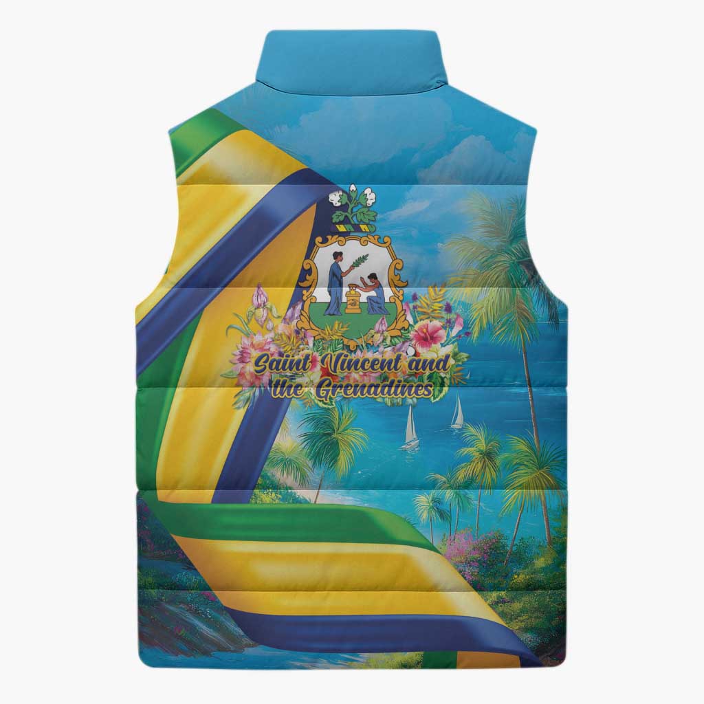 Saint Vincent And The Grenadines Sleeveless Puffer Jacket 46 Years Of Independence - Wonder Print Shop