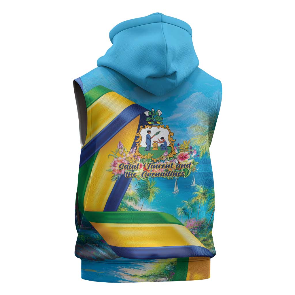 Saint Vincent And The Grenadines Sleeveless Zip Hoodie 46 Years Of Independence - Wonder Print Shop