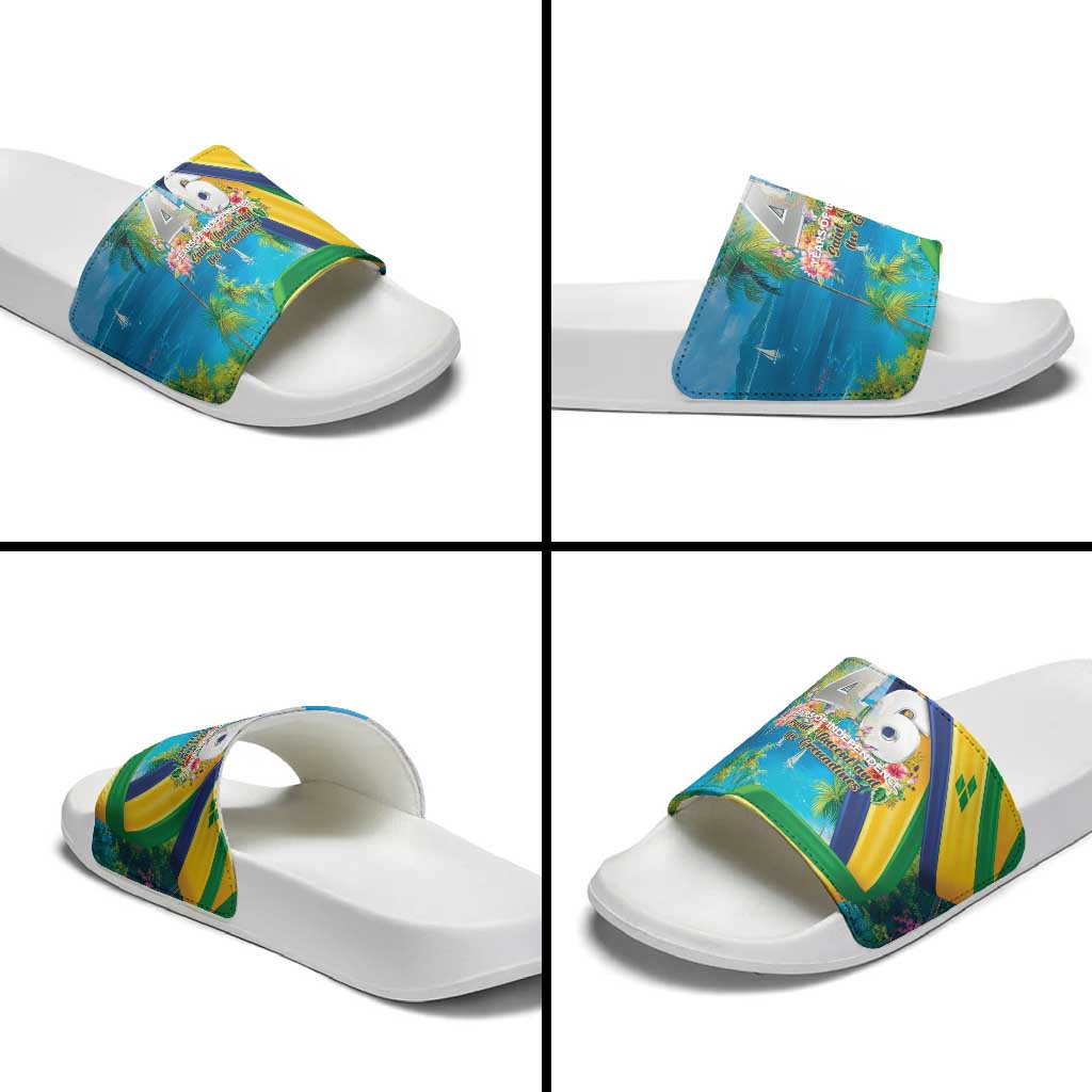 Saint Vincent And The Grenadines Slide Sandals 46 Years Of Independence - Wonder Print Shop