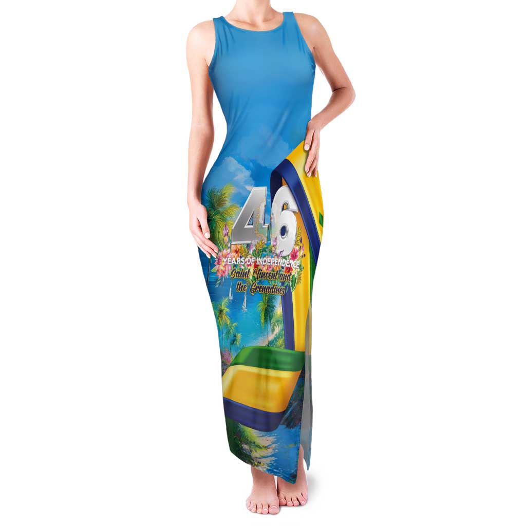 Saint Vincent And The Grenadines Tank Maxi Dress 46 Years Of Independence - Wonder Print Shop