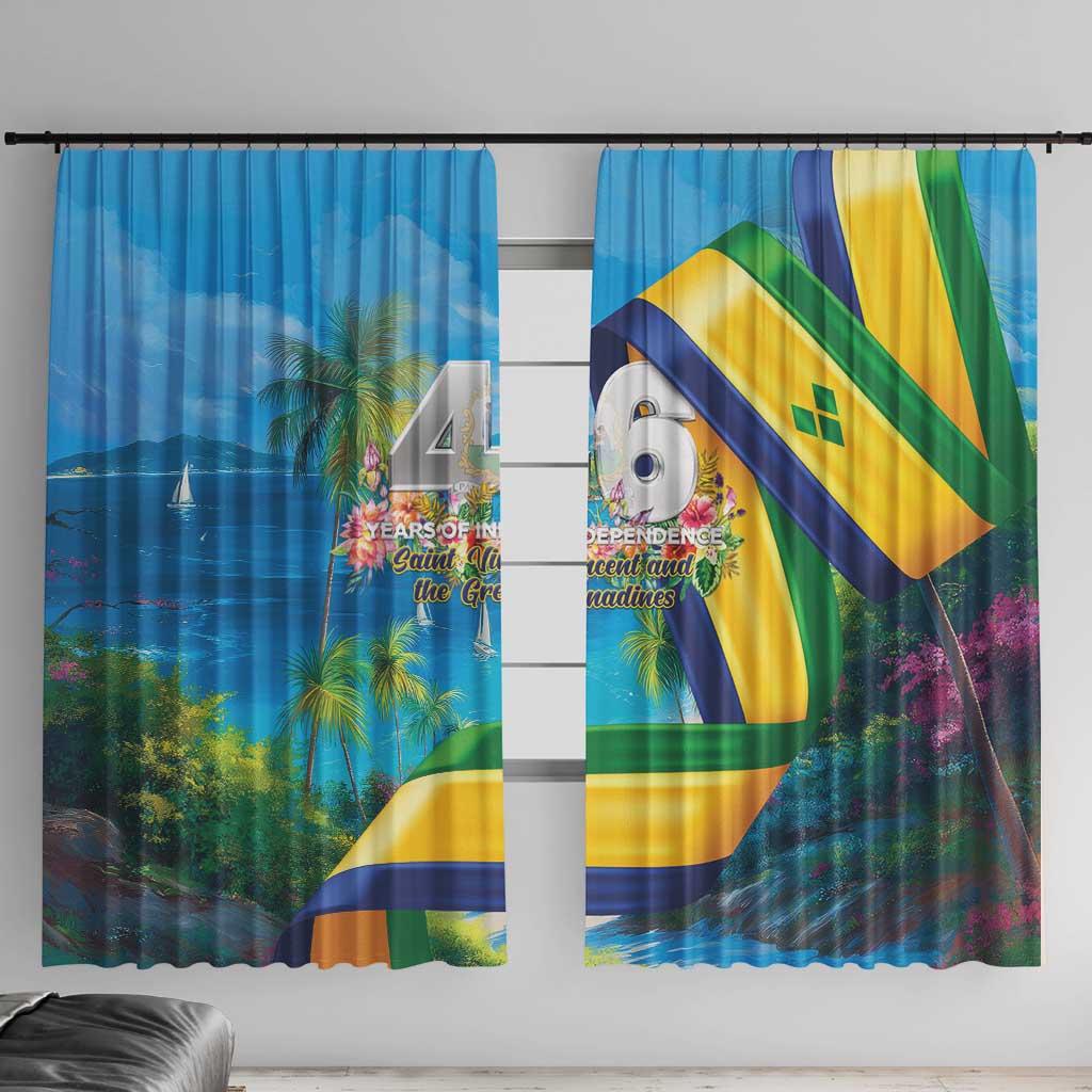 Saint Vincent And The Grenadines Window Curtain 46 Years Of Independence - Wonder Print Shop