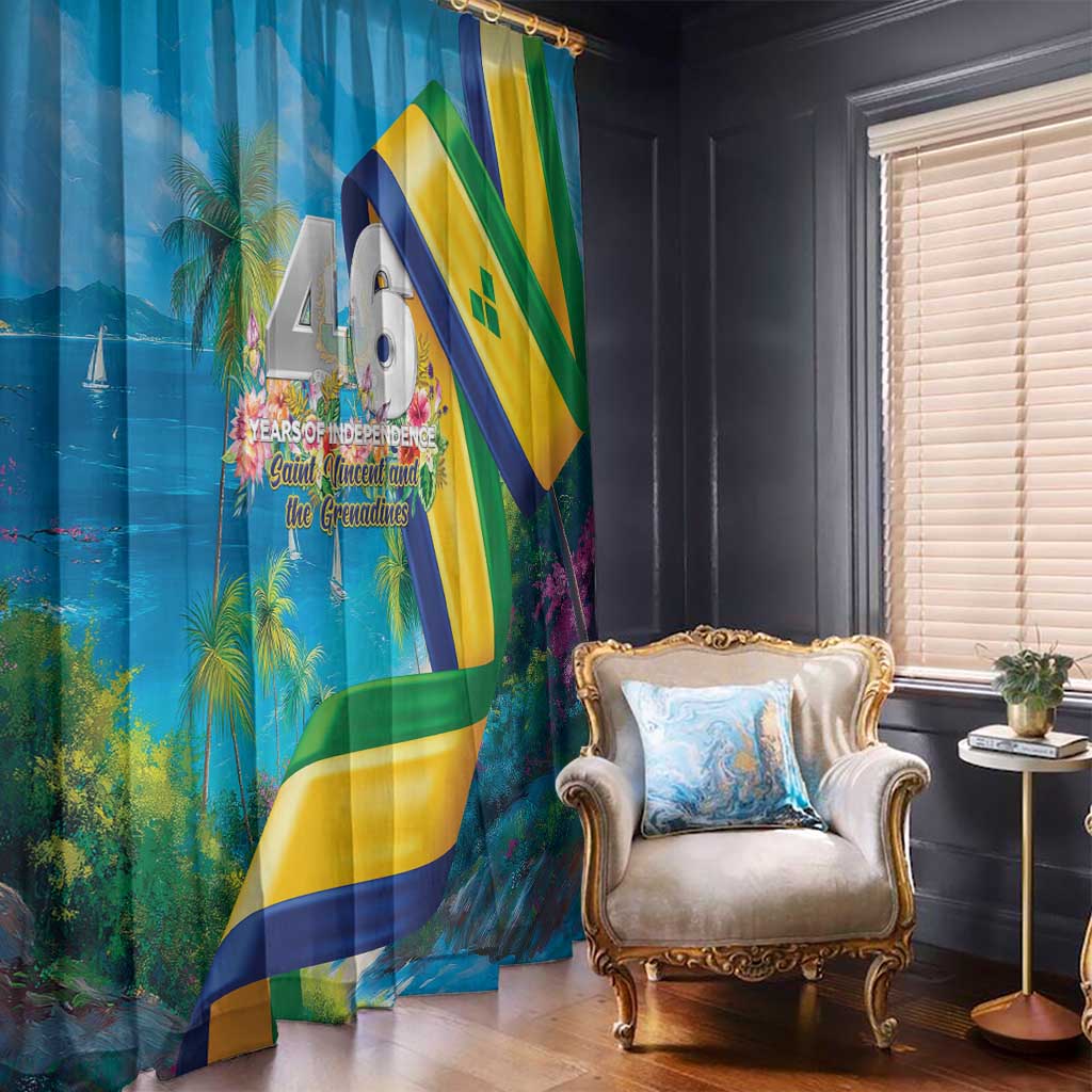 Saint Vincent And The Grenadines Window Curtain 46 Years Of Independence - Wonder Print Shop