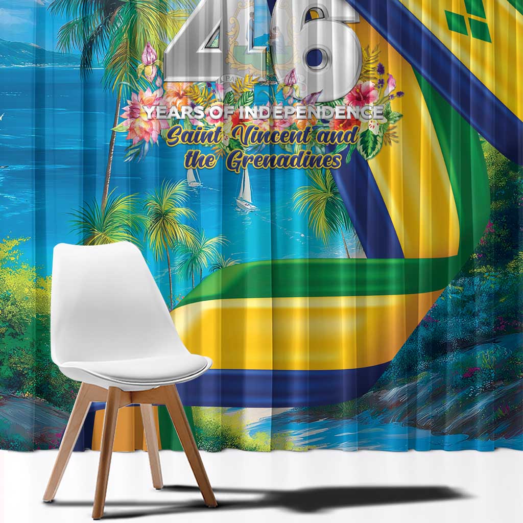 Saint Vincent And The Grenadines Window Curtain 46 Years Of Independence - Wonder Print Shop
