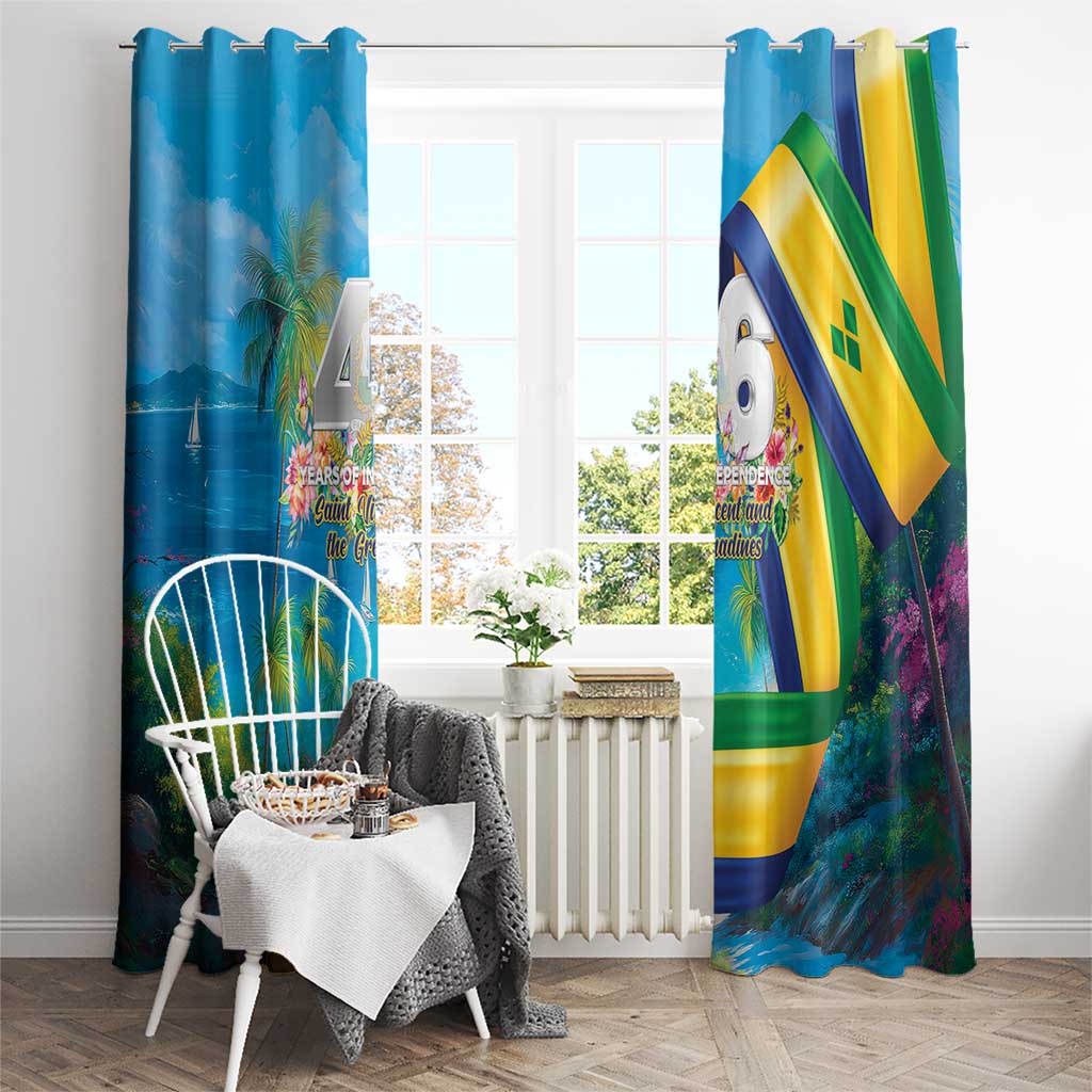 Saint Vincent And The Grenadines Window Curtain 46 Years Of Independence - Wonder Print Shop