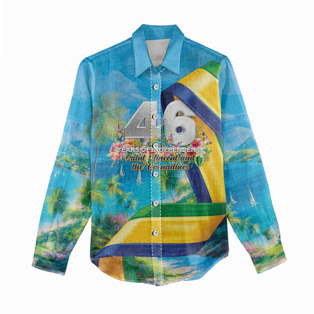 Saint Vincent And The Grenadines Women Casual Shirt 46 Years Of Independence - Wonder Print Shop
