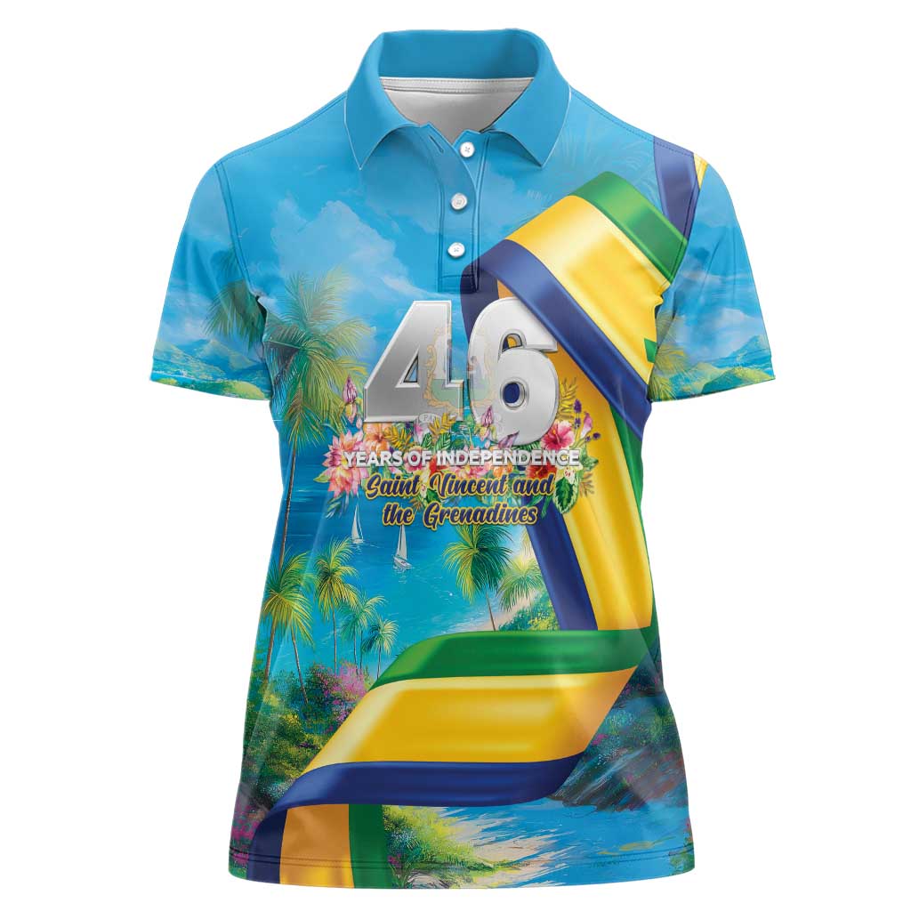 Saint Vincent And The Grenadines Women Polo Shirt 46 Years Of Independence - Wonder Print Shop