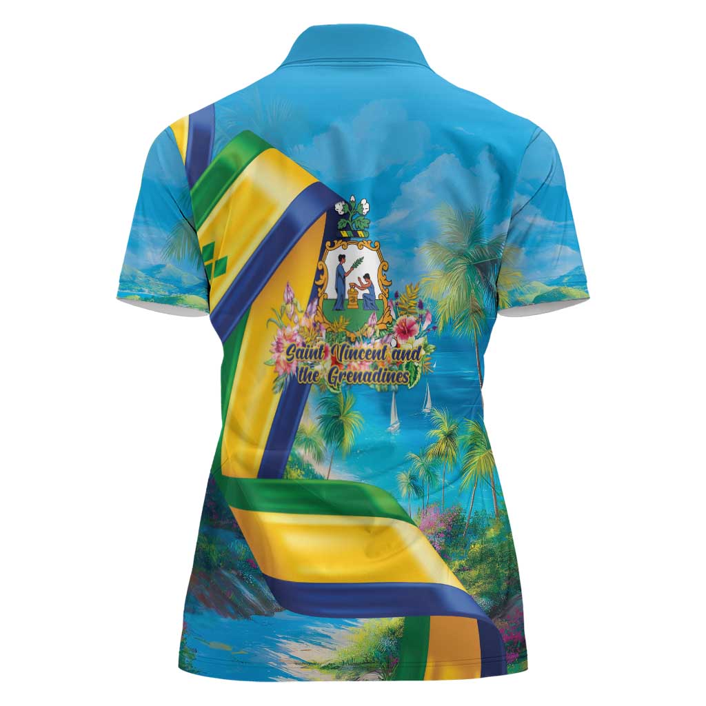 Saint Vincent And The Grenadines Women Polo Shirt 46 Years Of Independence - Wonder Print Shop