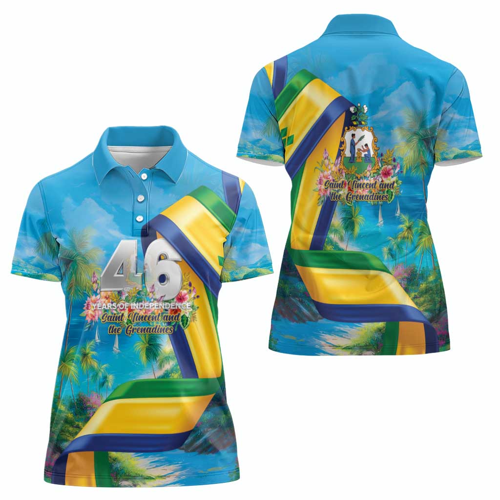 Saint Vincent And The Grenadines Women Polo Shirt 46 Years Of Independence - Wonder Print Shop
