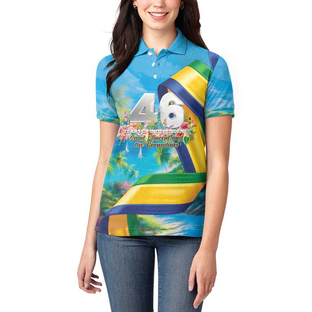 Saint Vincent And The Grenadines Women Polo Shirt 46 Years Of Independence - Wonder Print Shop