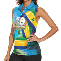 Saint Vincent And The Grenadines Women Sleeveless Polo Shirt 46 Years Of Independence - Wonder Print Shop