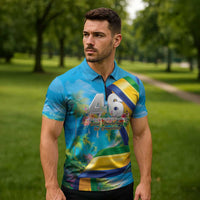 Saint Vincent And The Grenadines Zipper Polo Shirt 46 Years Of Independence - Wonder Print Shop