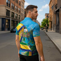 Saint Vincent And The Grenadines Zipper Polo Shirt 46 Years Of Independence - Wonder Print Shop