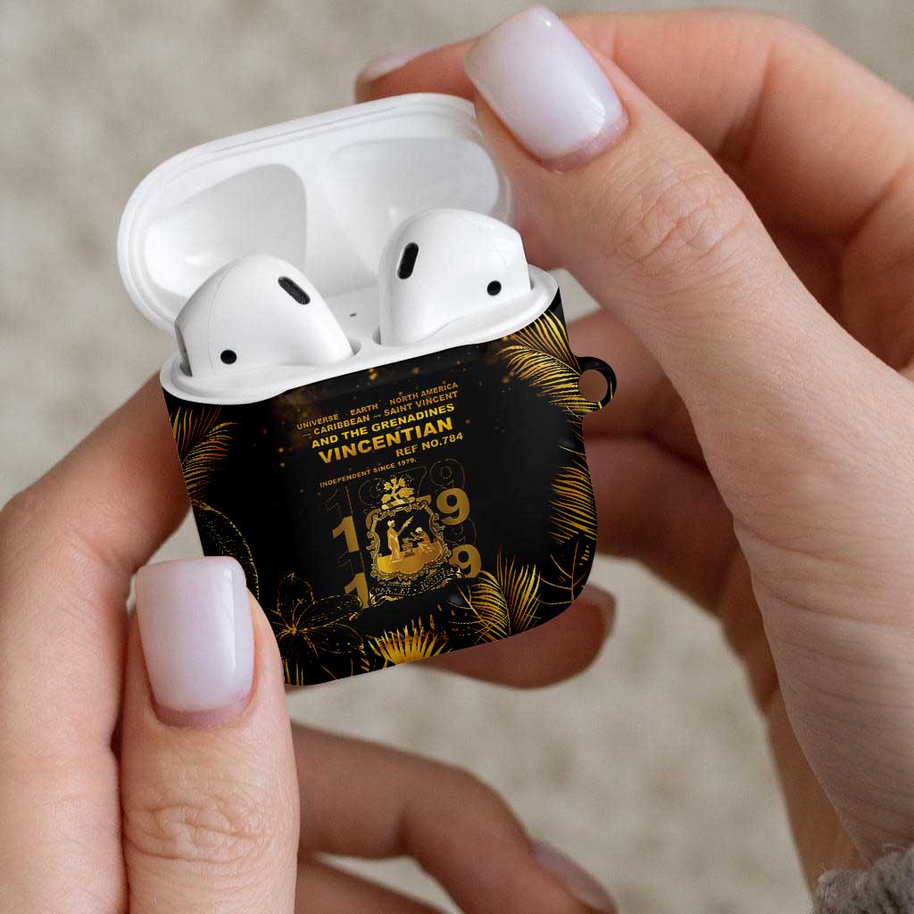 Saint Vincent And The Grenadines 1979 AirPods Case Gold Tropical Leaves And Coat Of Arms - Wonder Print Shop