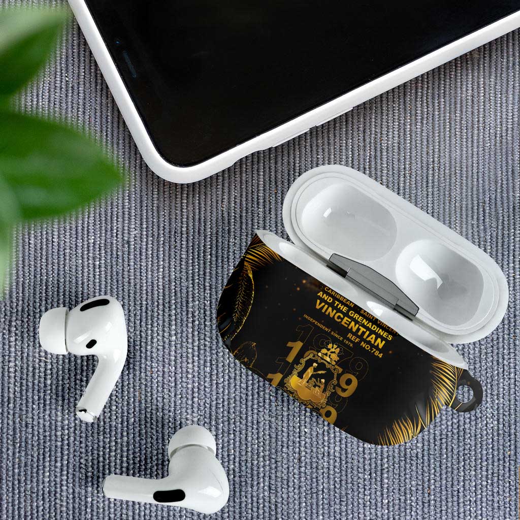 Saint Vincent And The Grenadines 1979 AirPods Case Gold Tropical Leaves And Coat Of Arms - Wonder Print Shop