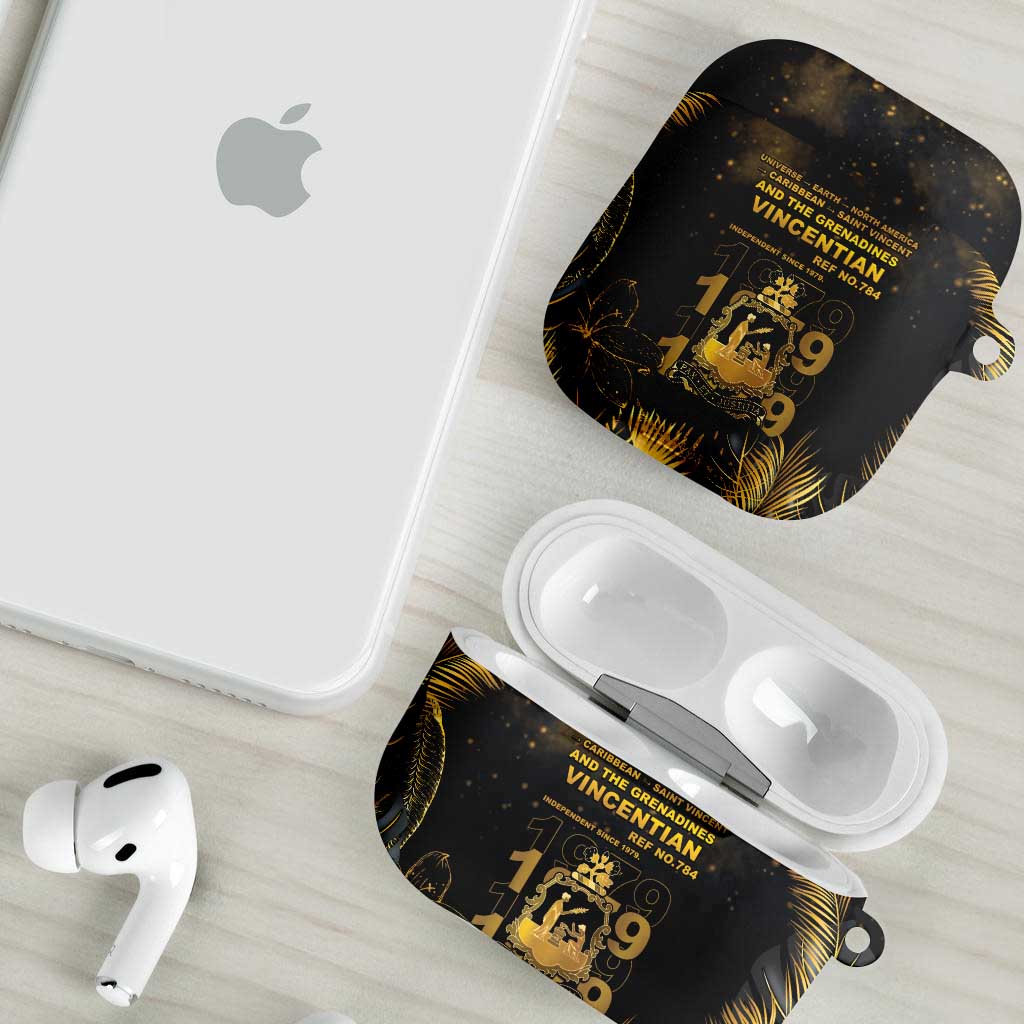 Saint Vincent And The Grenadines 1979 AirPods Case Gold Tropical Leaves And Coat Of Arms - Wonder Print Shop
