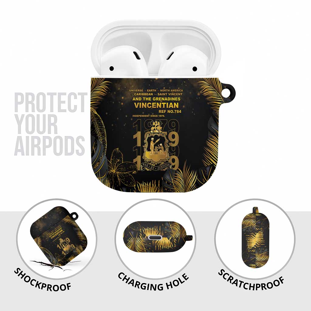 Saint Vincent And The Grenadines 1979 AirPods Case Gold Tropical Leaves And Coat Of Arms - Wonder Print Shop