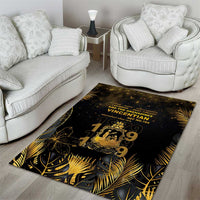 Saint Vincent And The Grenadines 1979 Area Rug Gold Tropical Leaves And Coat Of Arms - Wonder Print Shop