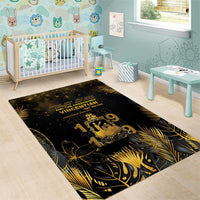 Saint Vincent And The Grenadines 1979 Area Rug Gold Tropical Leaves And Coat Of Arms - Wonder Print Shop