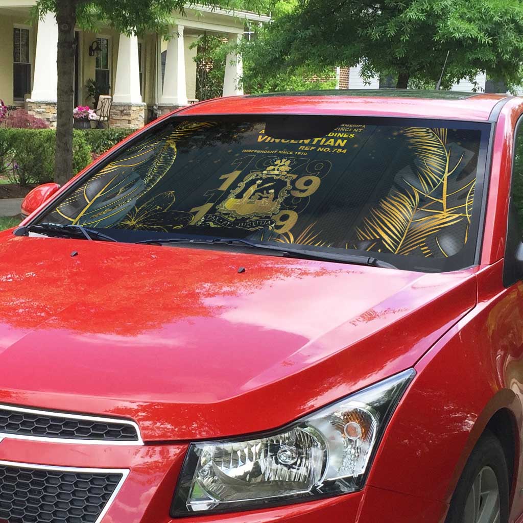 Saint Vincent And The Grenadines 1979 Auto Sun Shade Gold Tropical Leaves And Coat Of Arms - Wonder Print Shop