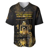 Saint Vincent And The Grenadines 1979 Baseball Jersey Gold Tropical Leaves And Coat Of Arms - Wonder Print Shop