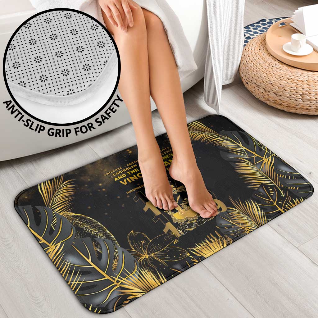 Saint Vincent And The Grenadines 1979 Bathroom Set Gold Tropical Leaves And Coat Of Arms - Wonder Print Shop