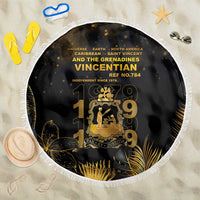 Saint Vincent And The Grenadines 1979 Beach Blanket Gold Tropical Leaves And Coat Of Arms - Wonder Print Shop