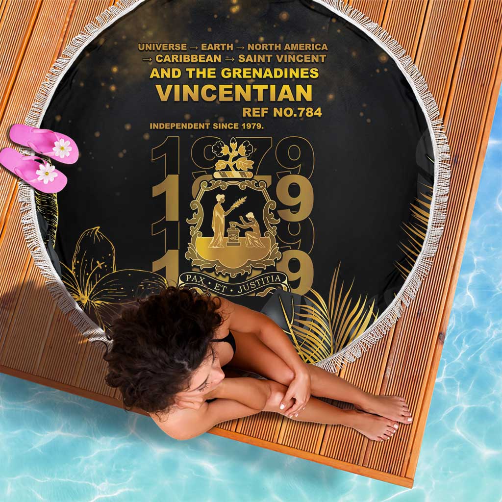 Saint Vincent And The Grenadines 1979 Beach Blanket Gold Tropical Leaves And Coat Of Arms - Wonder Print Shop