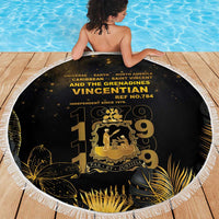 Saint Vincent And The Grenadines 1979 Beach Blanket Gold Tropical Leaves And Coat Of Arms - Wonder Print Shop