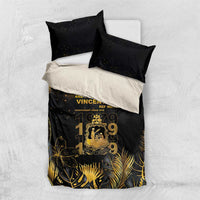 Saint Vincent And The Grenadines 1979 Bedding Set Gold Tropical Leaves And Coat Of Arms - Wonder Print Shop