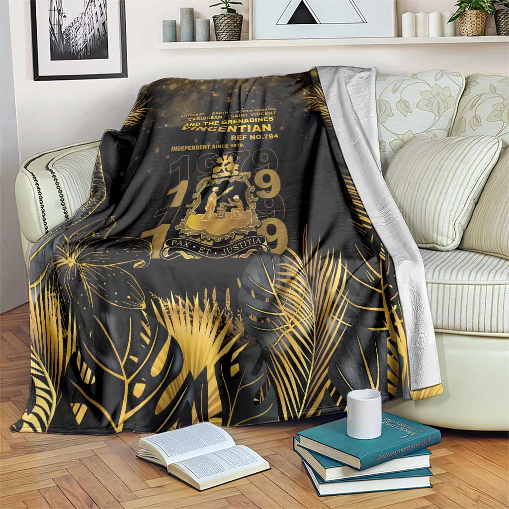 Saint Vincent And The Grenadines 1979 Blanket Gold Tropical Leaves And Coat Of Arms - Wonder Print Shop