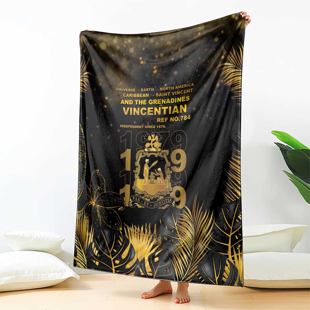 Saint Vincent And The Grenadines 1979 Blanket Gold Tropical Leaves And Coat Of Arms - Wonder Print Shop