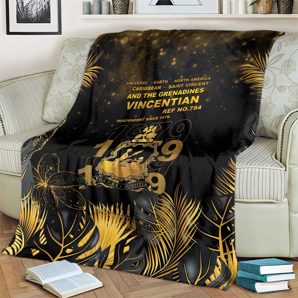 Saint Vincent And The Grenadines 1979 Blanket Gold Tropical Leaves And Coat Of Arms - Wonder Print Shop