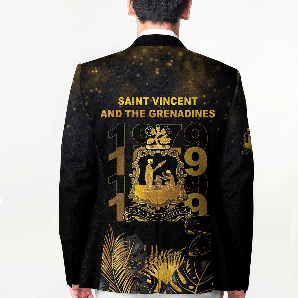 Saint Vincent And The Grenadines 1979 Blazer Gold Tropical Leaves And Coat Of Arms - Wonder Print Shop