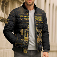 Saint Vincent And The Grenadines 1979 Bomber Puffer Jacket Gold Tropical Leaves And Coat Of Arms - Wonder Print Shop