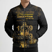 Saint Vincent And The Grenadines 1979 Bomber Puffer Jacket Gold Tropical Leaves And Coat Of Arms - Wonder Print Shop