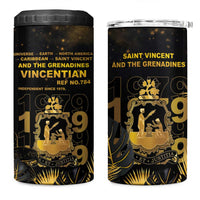 Saint Vincent And The Grenadines 1979 4 in 1 Can Cooler Tumbler Gold Tropical Leaves And Coat Of Arms - Wonder Print Shop