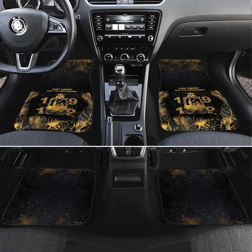 Saint Vincent And The Grenadines 1979 Car Mats Gold Tropical Leaves And Coat Of Arms - Wonder Print Shop