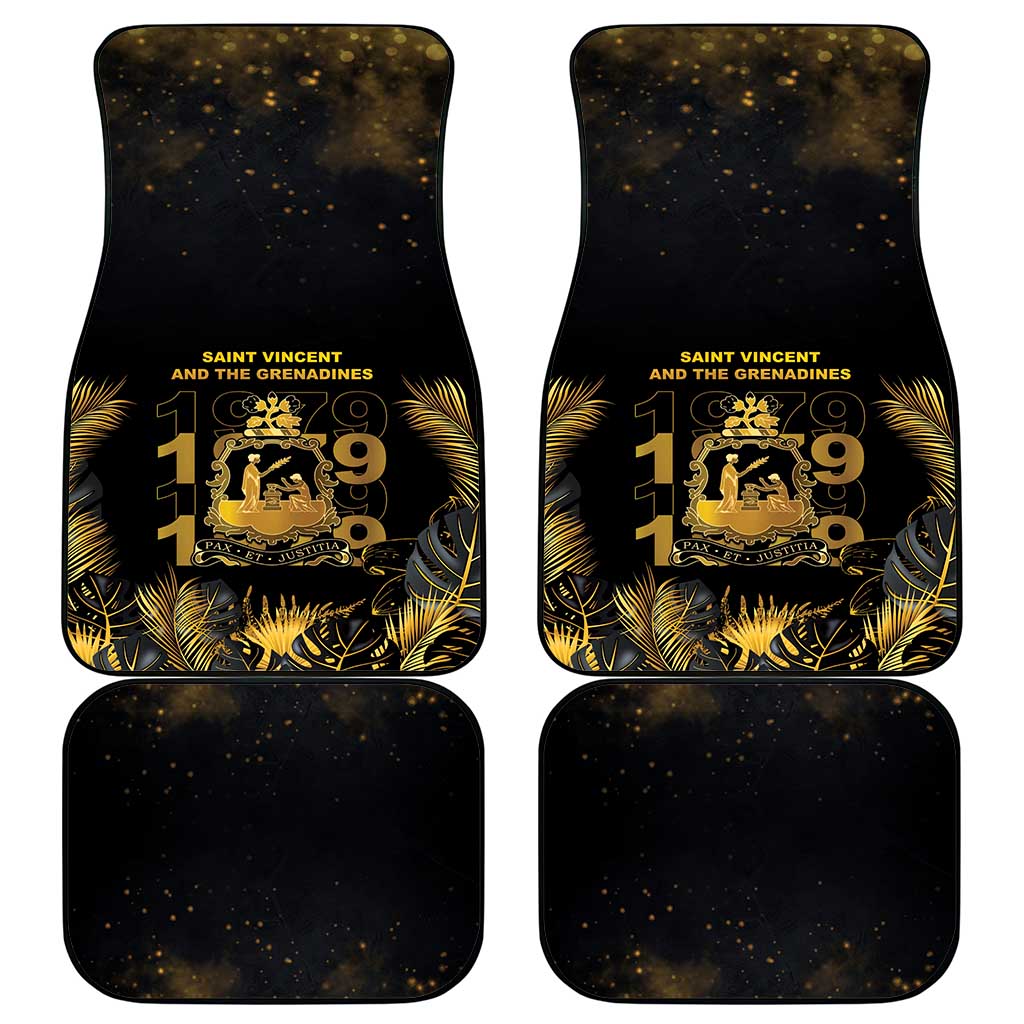 Saint Vincent And The Grenadines 1979 Car Mats Gold Tropical Leaves And Coat Of Arms - Wonder Print Shop