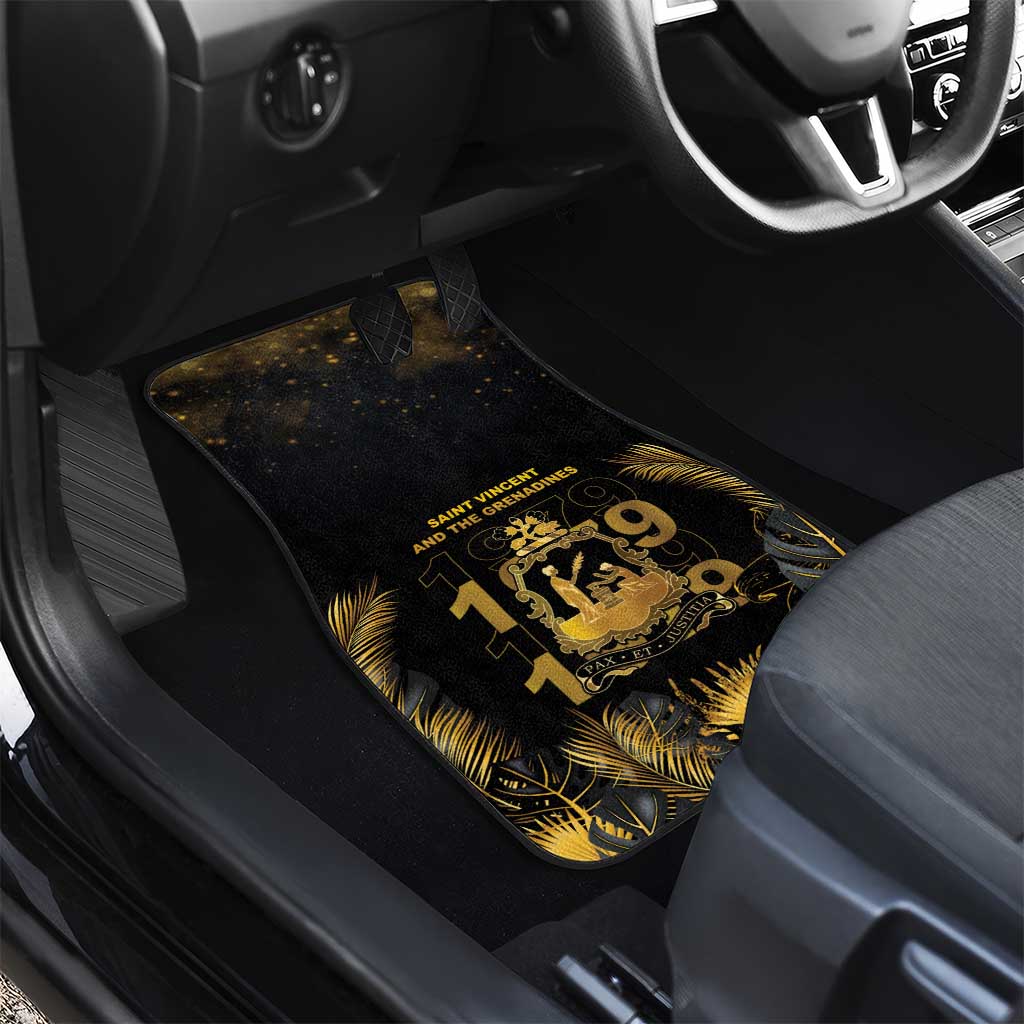 Saint Vincent And The Grenadines 1979 Car Mats Gold Tropical Leaves And Coat Of Arms - Wonder Print Shop