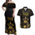 Saint Vincent And The Grenadines 1979 Couples Matching Off Shoulder Maxi Dress and Hawaiian Shirt Gold Tropical Leaves And Coat Of Arms - Wonder Print Shop