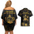 Saint Vincent And The Grenadines 1979 Couples Matching Off Shoulder Short Dress and Hawaiian Shirt Gold Tropical Leaves And Coat Of Arms - Wonder Print Shop