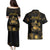 Saint Vincent And The Grenadines 1979 Couples Matching Puletasi and Hawaiian Shirt Gold Tropical Leaves And Coat Of Arms - Wonder Print Shop