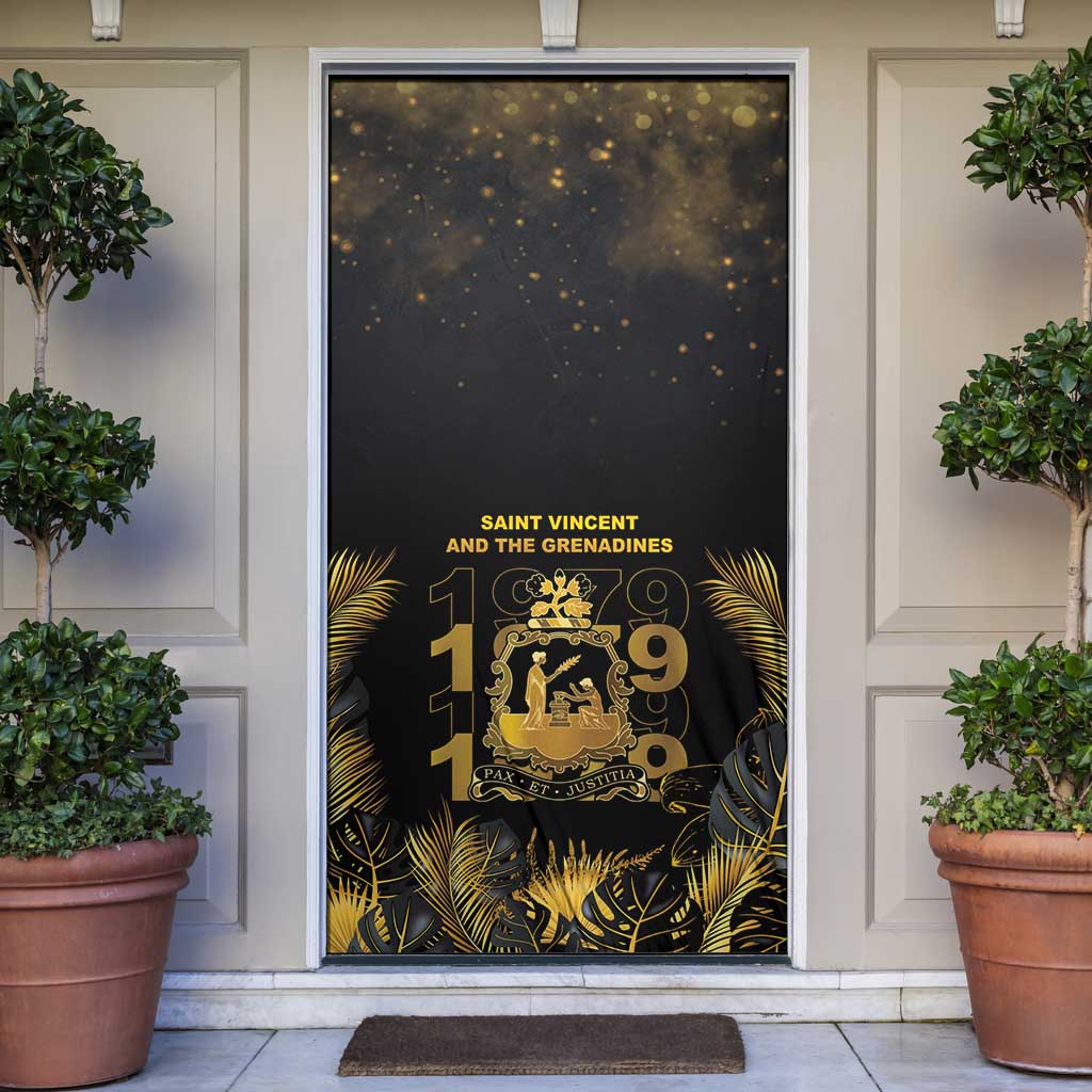 Saint Vincent And The Grenadines 1979 Door Cover Gold Tropical Leaves And Coat Of Arms - Wonder Print Shop