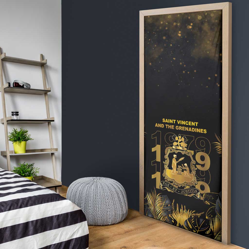 Saint Vincent And The Grenadines 1979 Door Cover Gold Tropical Leaves And Coat Of Arms - Wonder Print Shop