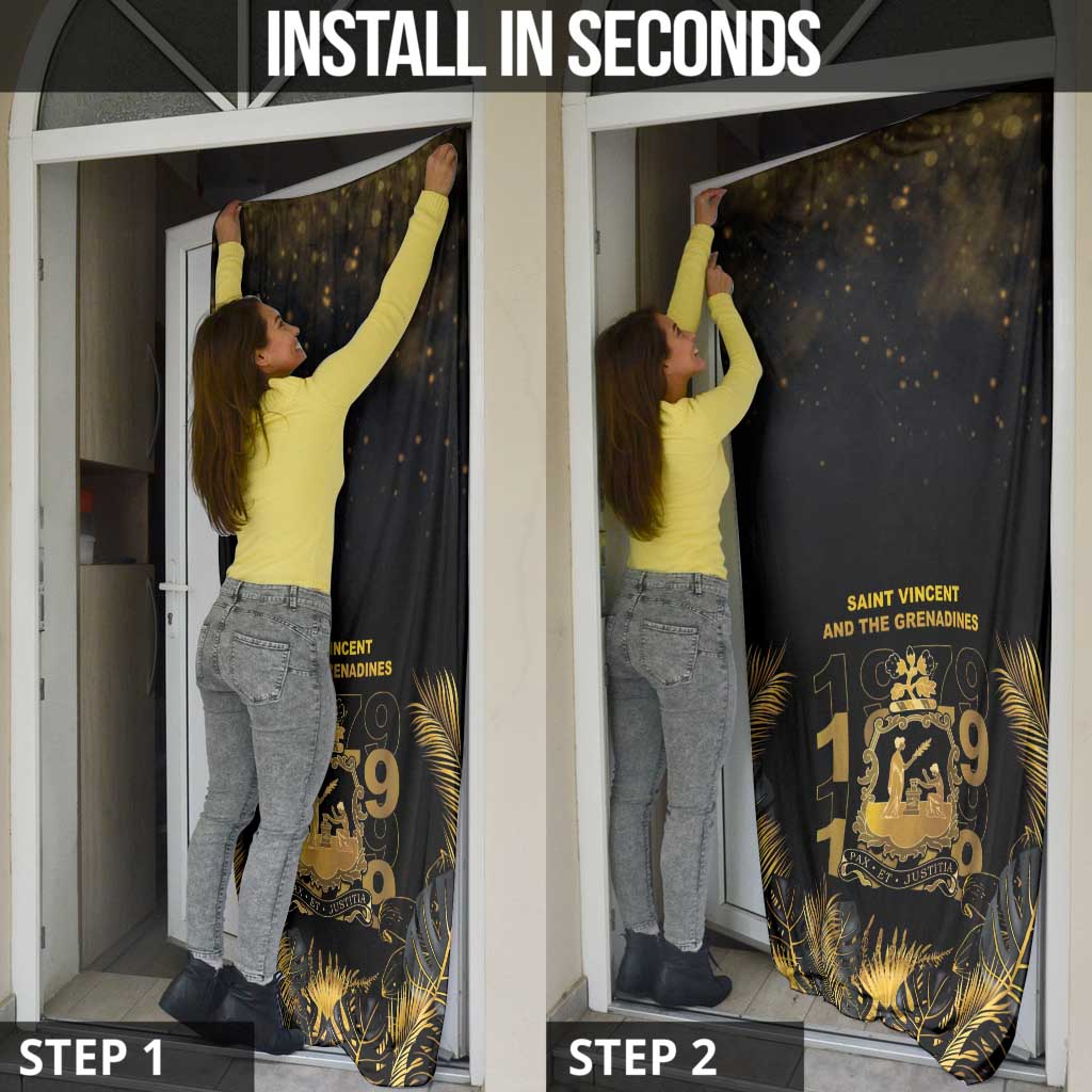 Saint Vincent And The Grenadines 1979 Door Cover Gold Tropical Leaves And Coat Of Arms - Wonder Print Shop