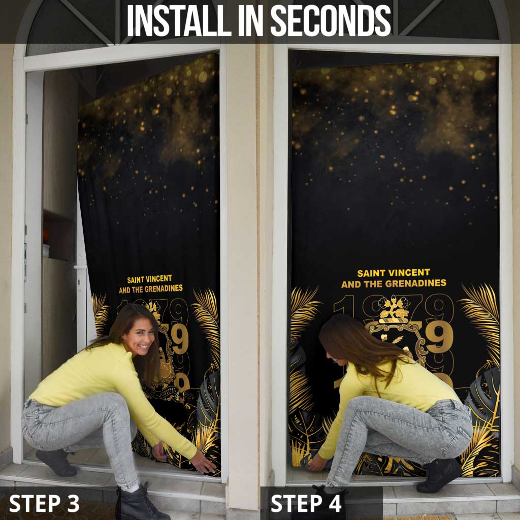 Saint Vincent And The Grenadines 1979 Door Cover Gold Tropical Leaves And Coat Of Arms - Wonder Print Shop