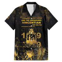 Saint Vincent And The Grenadines 1979 Family Matching Mermaid Dress and Hawaiian Shirt Gold Tropical Leaves And Coat Of Arms - Wonder Print Shop