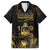 Saint Vincent And The Grenadines 1979 Family Matching Off The Shoulder Long Sleeve Dress and Hawaiian Shirt Gold Tropical Leaves And Coat Of Arms - Wonder Print Shop