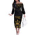 Saint Vincent And The Grenadines 1979 Family Matching Off The Shoulder Long Sleeve Dress and Hawaiian Shirt Gold Tropical Leaves And Coat Of Arms - Wonder Print Shop